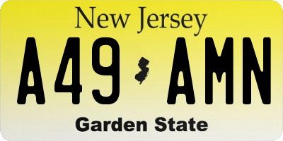 NJ license plate A49AMN