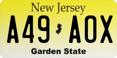 NJ license plate A49AOX