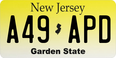 NJ license plate A49APD