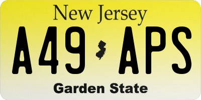 NJ license plate A49APS