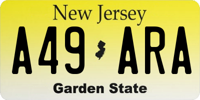 NJ license plate A49ARA