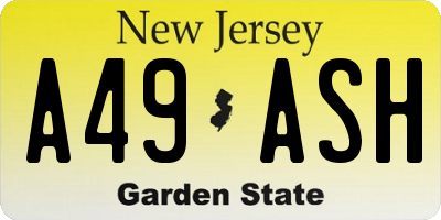 NJ license plate A49ASH