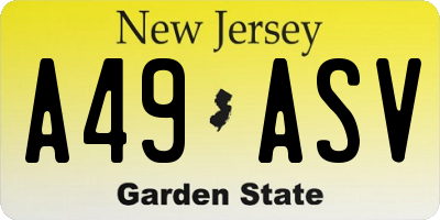 NJ license plate A49ASV
