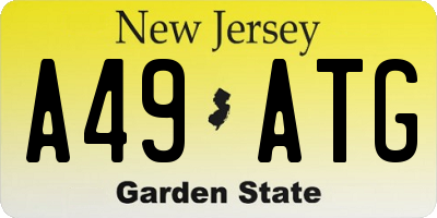 NJ license plate A49ATG