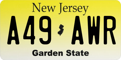NJ license plate A49AWR