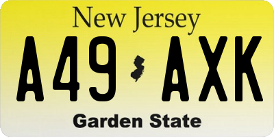NJ license plate A49AXK