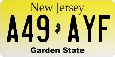 NJ license plate A49AYF