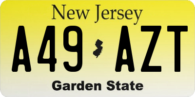 NJ license plate A49AZT