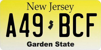 NJ license plate A49BCF