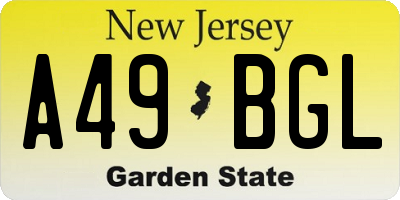 NJ license plate A49BGL