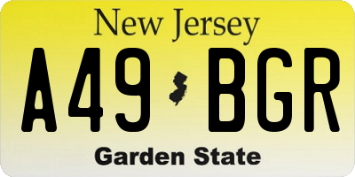 NJ license plate A49BGR