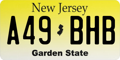 NJ license plate A49BHB