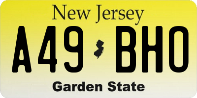 NJ license plate A49BHO