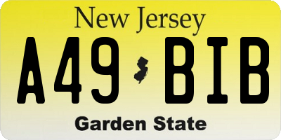 NJ license plate A49BIB