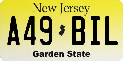 NJ license plate A49BIL