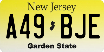 NJ license plate A49BJE