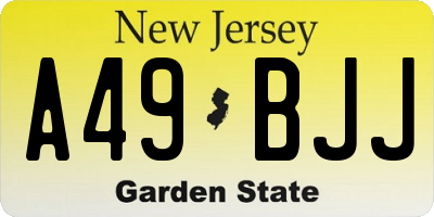 NJ license plate A49BJJ