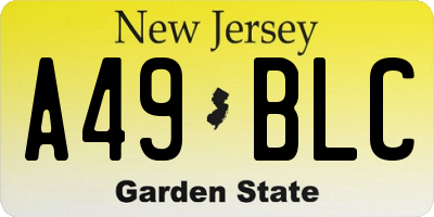 NJ license plate A49BLC