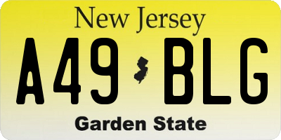 NJ license plate A49BLG