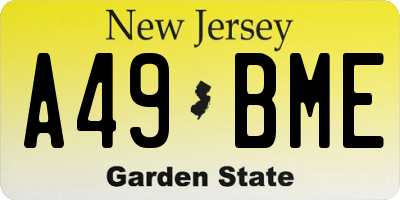 NJ license plate A49BME