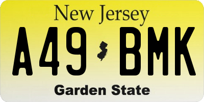 NJ license plate A49BMK