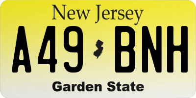NJ license plate A49BNH