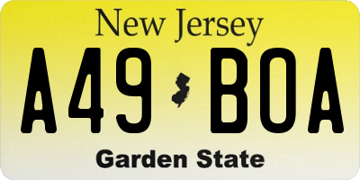 NJ license plate A49BOA
