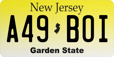 NJ license plate A49BOI