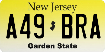 NJ license plate A49BRA
