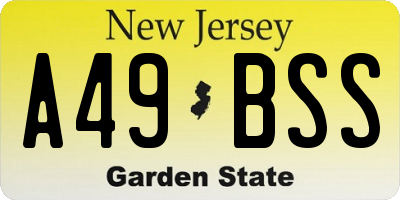 NJ license plate A49BSS