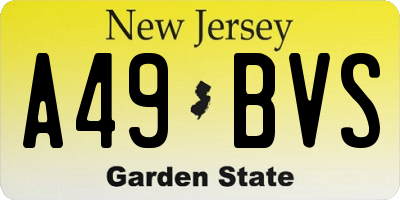 NJ license plate A49BVS