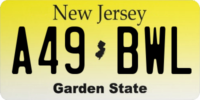 NJ license plate A49BWL