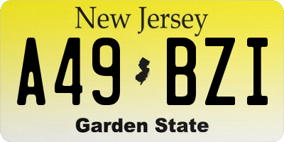 NJ license plate A49BZI