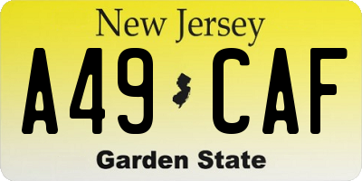 NJ license plate A49CAF