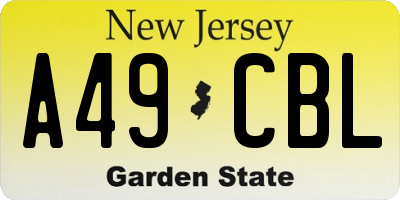 NJ license plate A49CBL
