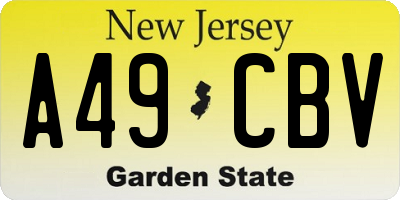 NJ license plate A49CBV