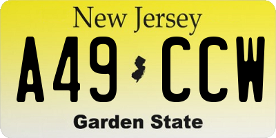 NJ license plate A49CCW