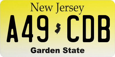 NJ license plate A49CDB