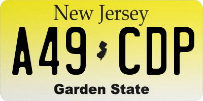 NJ license plate A49CDP