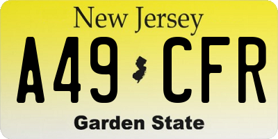 NJ license plate A49CFR