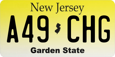 NJ license plate A49CHG