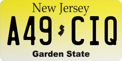 NJ license plate A49CIQ