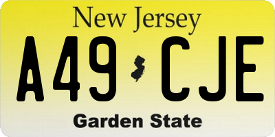 NJ license plate A49CJE