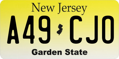 NJ license plate A49CJO