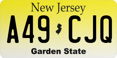 NJ license plate A49CJQ