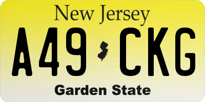 NJ license plate A49CKG
