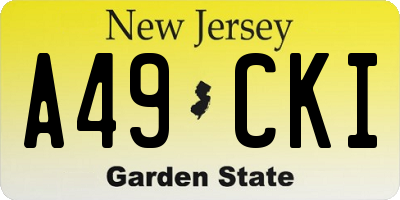 NJ license plate A49CKI