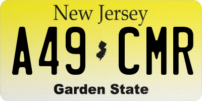 NJ license plate A49CMR