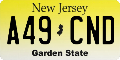 NJ license plate A49CND