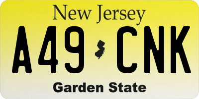 NJ license plate A49CNK